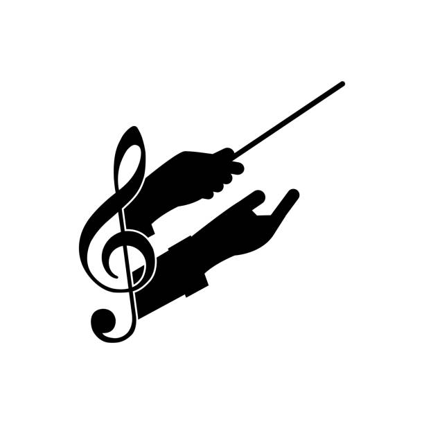 ilustraciones, imágenes clip art, dibujos animados e iconos de stock de coro guía de música - director de orquesta