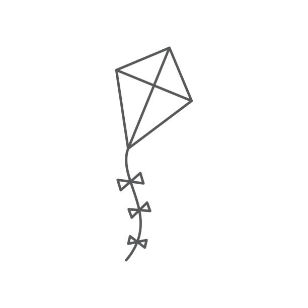 bildbanksillustrationer, clip art samt tecknat material och ikoner med kite linje ikon isolerad på vit - flying kite