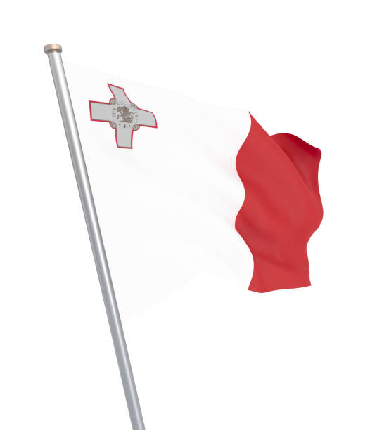 istock Malta flag blowing in the wind. Background texture. 3d rendering, wave. Isolated on white. 1156450535