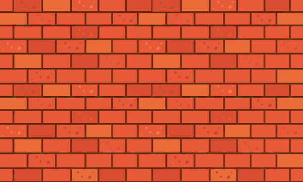 ceglana ściana, czerwone pomarańczowe cegły tło tekstury ściany do projektowania graficznego, wektor - brick backgrounds orange brick wall stock illustrations