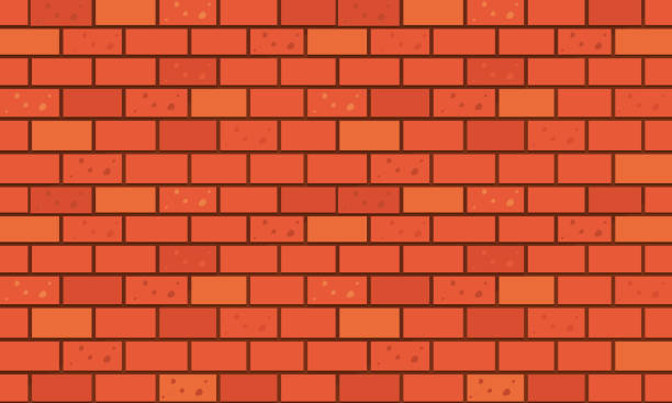 кирпичная стена, красный оранжевый кирпич стены текстуры фона для графического дизайна, вектор - abstract aging process backgrounds brick stock illustrations