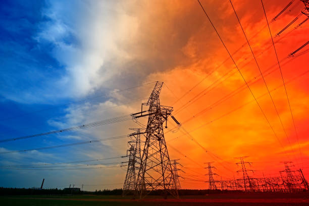 istock Electric tower, silhouette at sunset 1156453856