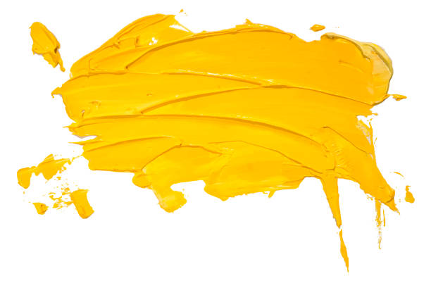 ручная нарисованная изолированная полоска кисти с грязно-желтым цветом eps 10 векторная иллюстрация. - acrylic painting stock illustrations