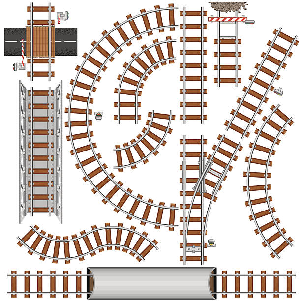 ilustraciones, imágenes clip art, dibujos animados e iconos de stock de elementos de ferrocarril - train tunnel