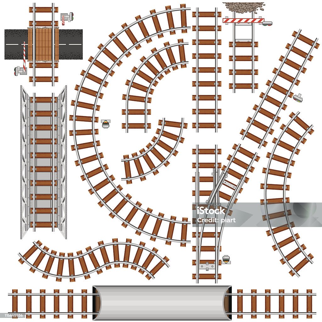 Train Element Design Railroad Elements Stock Illustration - Download Image Now - Train Set ...