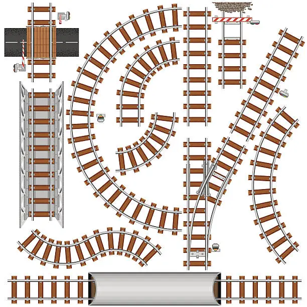 Vector illustration of Railroad Elements