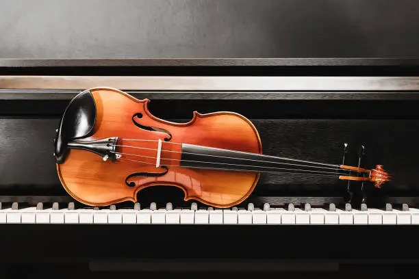 Photo of violin and piano. classical music.