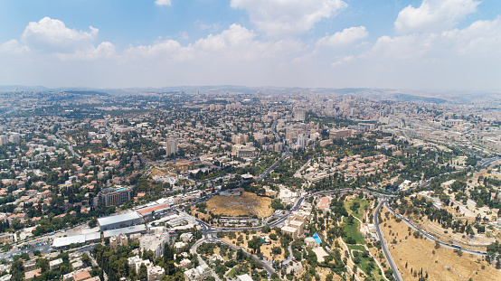 Modern side of Jerusalem, Israel. Aerial shot