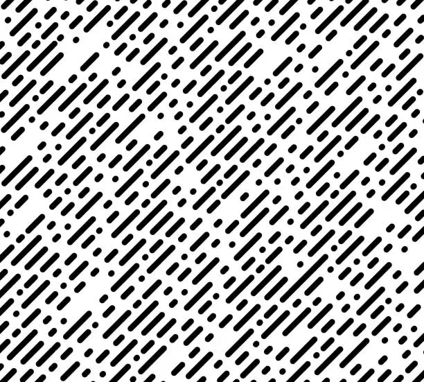 Vector illustration of seamless chaotic pattern. diagonal stripe and dots. Dotted lines and points graphic design. Black and White Abstract Background.