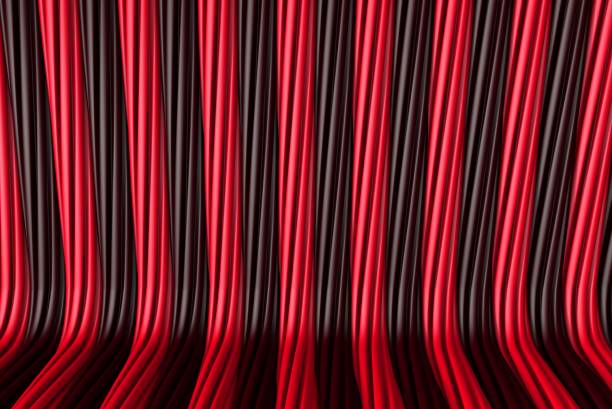 istock geometric surfaces formed by extruded flower shape, holiday concept - red modern 3D Illustration of abstract background 1156465658