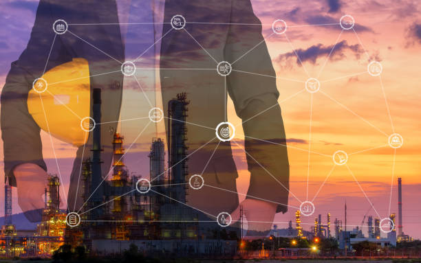 istock Double exposure of Engineer with oil 1156469437
