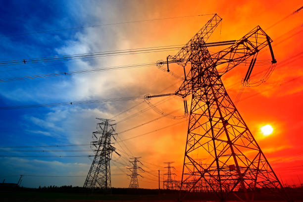 istock Electric tower, silhouette at sunset 1156470490
