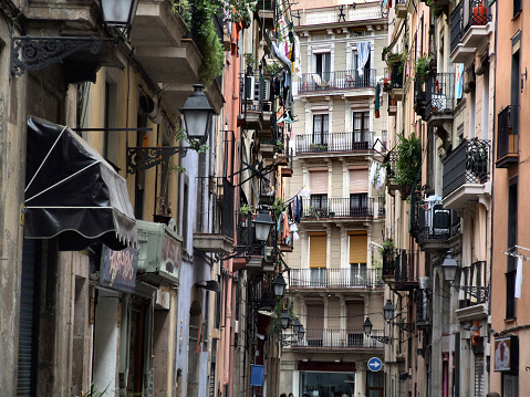 Typical old town street in Barcelona