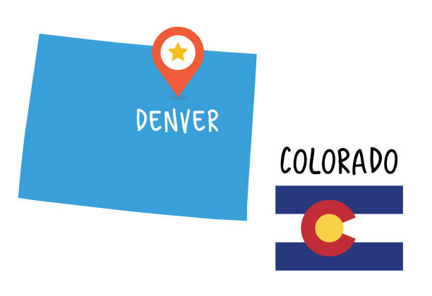 colorado karte und flagge - colorado flag us state flag usa stock-grafiken, -clipart, -cartoons und -symbole