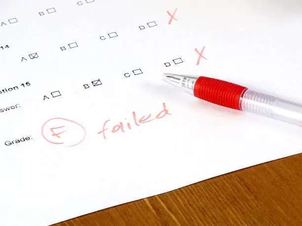Failed test - school, college or university. Teaching and education concept.
