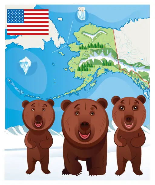 Vector illustration of Alaska and Black Bear