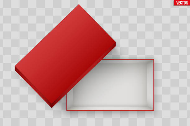 blank z otwartego czerwonego pudełka na buty - shoe single object isolated red stock illustrations