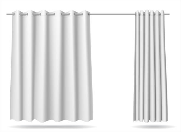 istock Set of white curtain locker rooms store hospital 1156476752