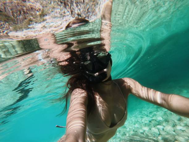 istock Woman diving in clear turquoise water 1156477415
