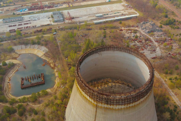istock Drone flies over cooling tower near Chernobyl NPP 1156477771