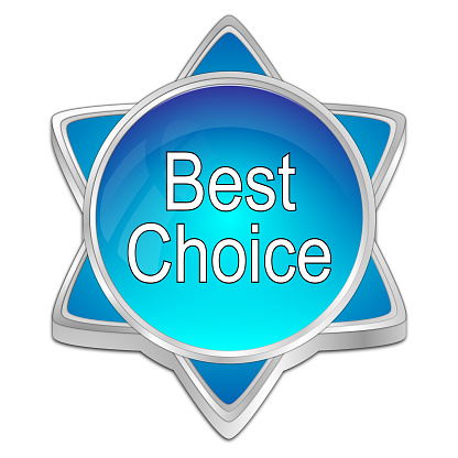 glossy blue best choice button - 3D illustration