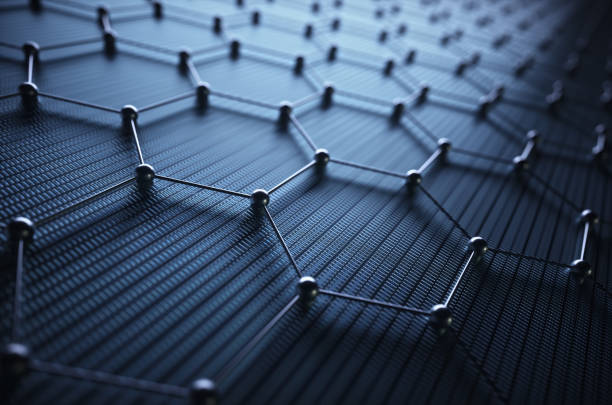 Abstract Hexagonal Atomic Connection Science Technology stock photo