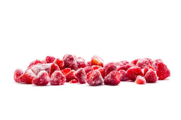 istock Frozen strawberry isolated on white background 1156488491
