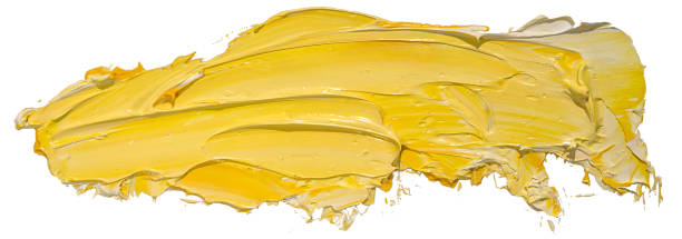 istock Hand drawn isolated paintbrush stripe with dirty yellow color 1156496254