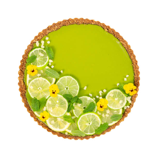 istock Cheesecake with slices of lime and lemon and fresh mint 1156498604