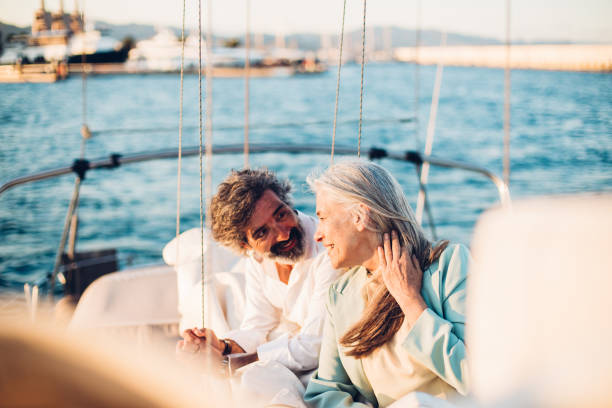 istock Couple sunbathing on the ship 1156500881