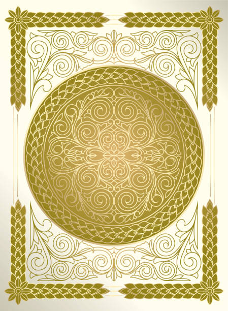 goldene verzierte art-deco-vintage-emblem - gold leaf backgrounds gold ornate stock-grafiken, -clipart, -cartoons und -symbole