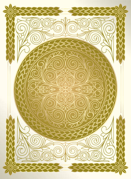 золотая богато богато арт-деко старинные эмблемы - filigree gold leaf frame backgrounds stock illustrations