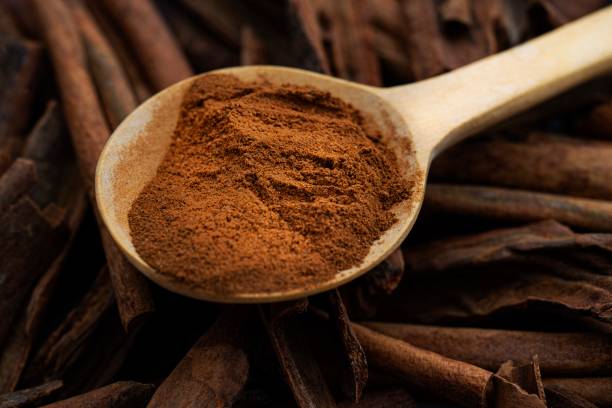 istock Ground cinnamon on wooden spoon 1156501882