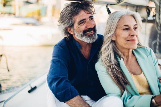 istock Old couple  on a boat 1156502153
