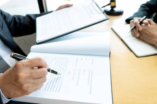 istock Lawyer or judge gavel with balance work with client 1156502408