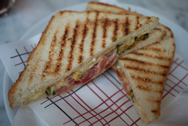 istock Vegetarian sandwich with grilled vegetables, tomato and cheese 1156505006