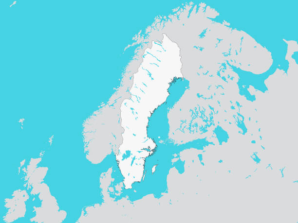 biała mapa szwecji z otaczającym terenem - sodermalm stock illustrations