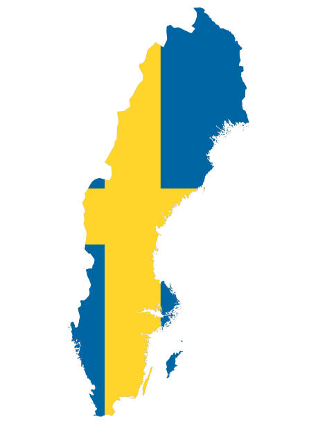 połączona mapa i flaga szwecji - sodermalm stock illustrations