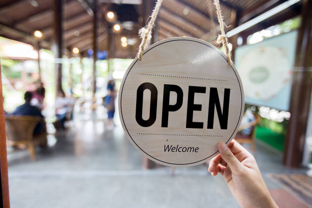 Open sign at coffee cafe