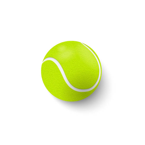 흰색 배경에 고립 된 테니스 공 클로즈업. 맨 위 보기. 벡터 그림입니다. - tennis tennis ball sphere ball stock illustrations