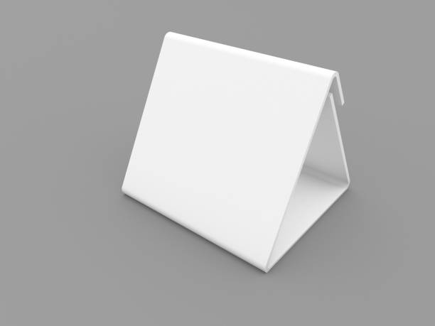 istock White plastic advertising stand on a gray background. 1156515636