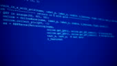 3d Hacking Code Data Flow Stream On Blue Screen With Typing Coding ...