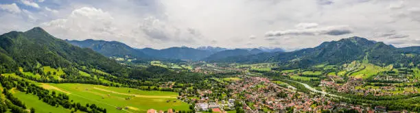 Aerial Drone Shot. Lenggries Brauneck Mountain. Holiday Resort. Bavaria Germany Alps