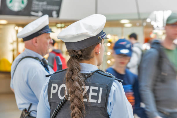Police in Tegel airport. Berlin, Germany. stock photo