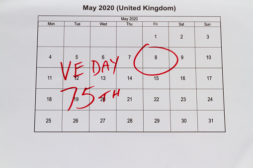 UK may bank holiday moved from 4 to 8 May 2020 to celebrate 75 years of end of WWII VE Day on calendar