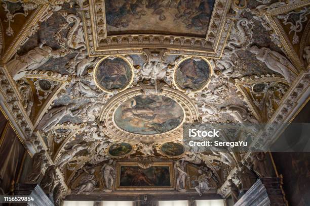 Venice Doges Palace Ceiling In The Atrium Stock Photo - Download Image Now - Doge's Palace - Venice, Palace, Venice - Italy