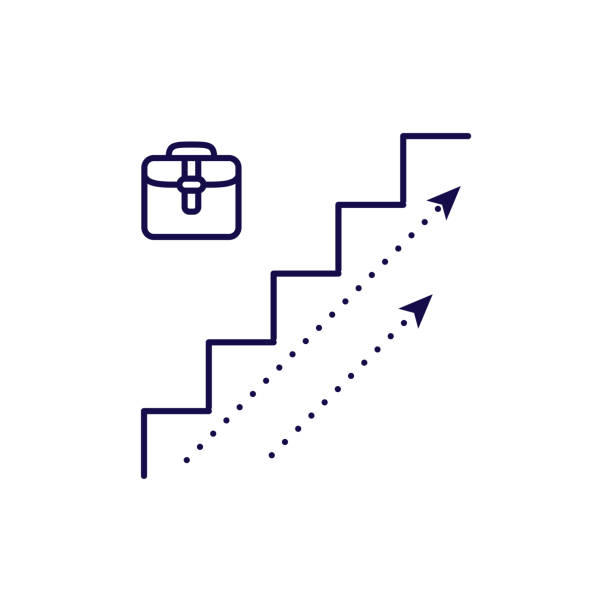 вектор карьерного роста. очертуйте стиль лестницы вверх по направлениям. - upwords stock illustrations