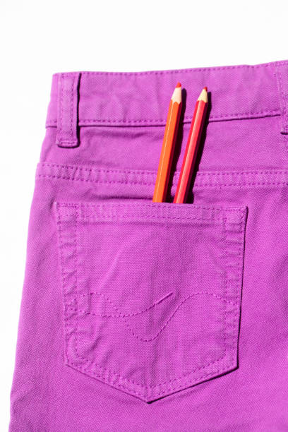 colored pencils and note paper in pocket