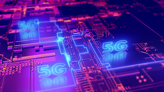 5G fifth generation cellular network technology. Broadband access 3D concept.