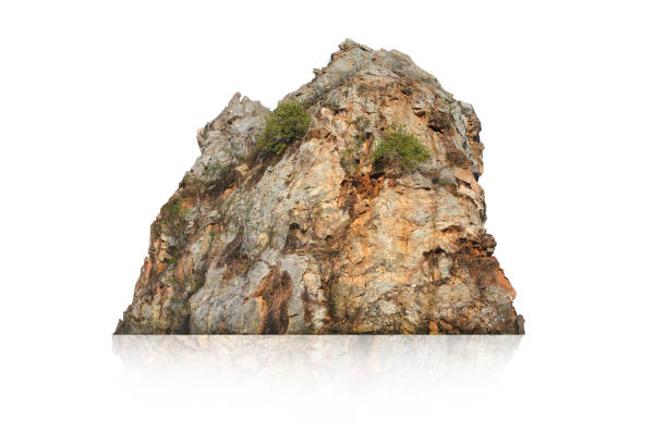 Rock isolated on white background Boulder - Rock, Rock - Object, Thailand, Cliff, Landscape - Scenery boulder rock stock pictures, royalty-free photos & images